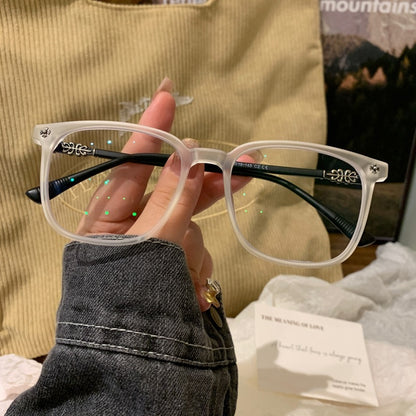Square Eyeglass Frames with Soft Corners and a Matte Finish, White front view
