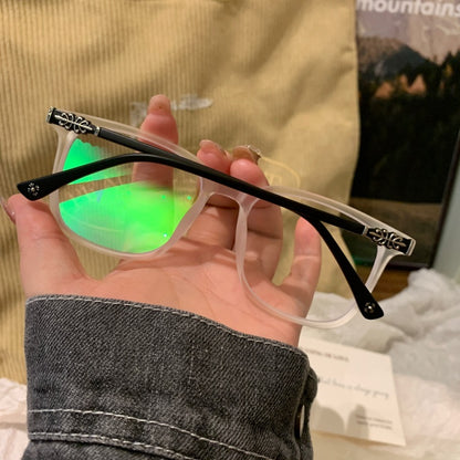 Square Eyeglass Frames with Soft Corners and a Matte Finish, White frame detail