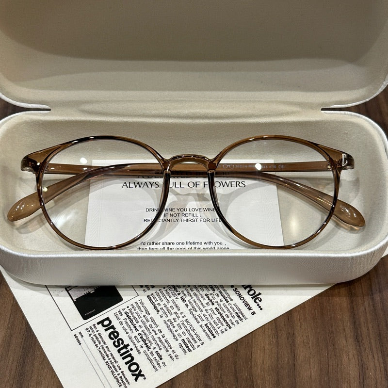 Rounded Square Eyeglass Frames with Slim Temples, Cool Tea Brown, Black or Clear