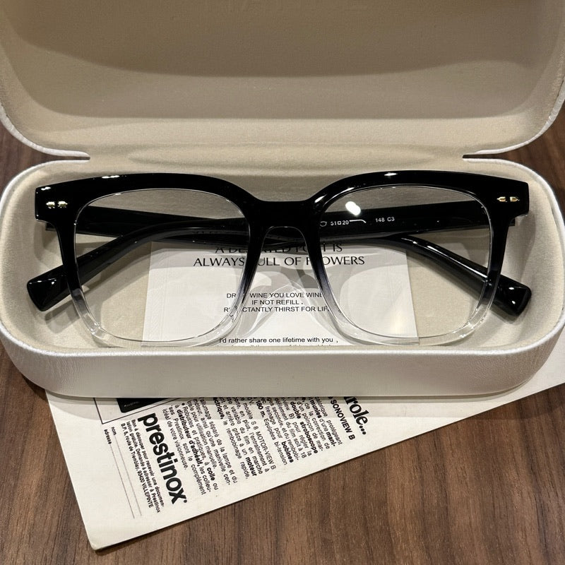 Oversized Square Eyeglass Frames with Thick Rims, Matte, Glossy or Gradient Black