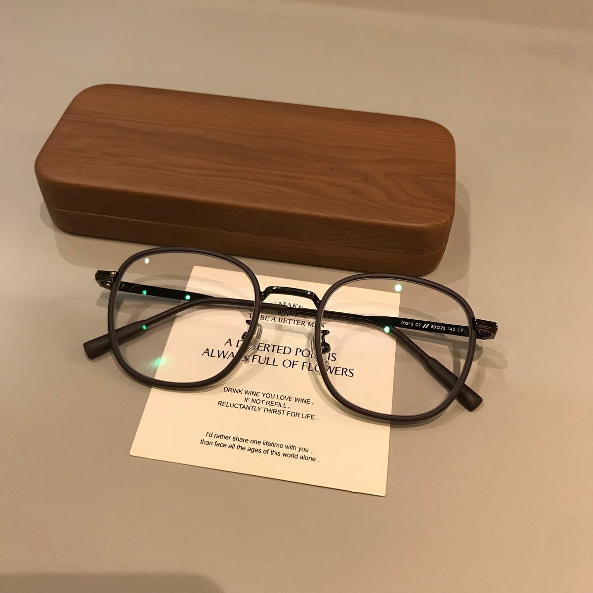 Round Eyeglass Frames with a Matte Finish and Slim Temples, Mocha Brown