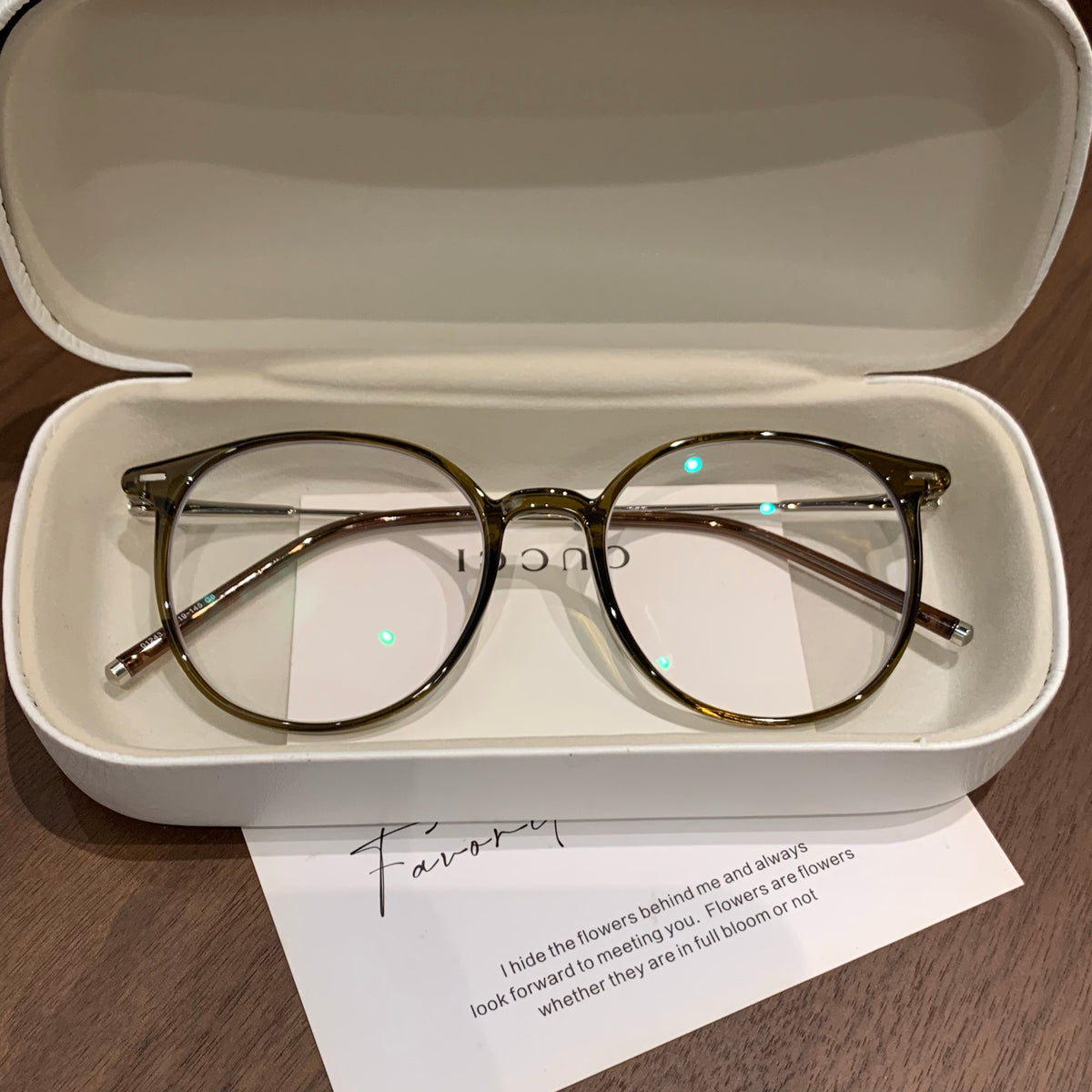 Round Eyeglass Frames with a Defined Browline, Cool Tea Brown or Oolong Tea Brown