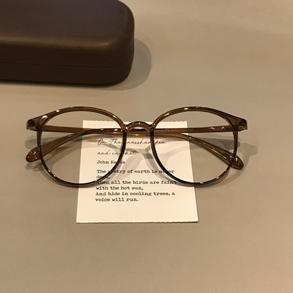 Rounded Square Eyeglass Frames with Slim Temples, Cool Tea Brown or Ma