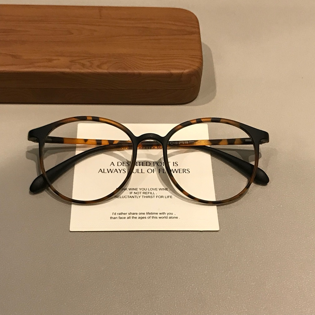 Rounded Square Eyeglass Frames with Slim Temples, Cool Tea Brown or Ma - Matte Tortoiseshell