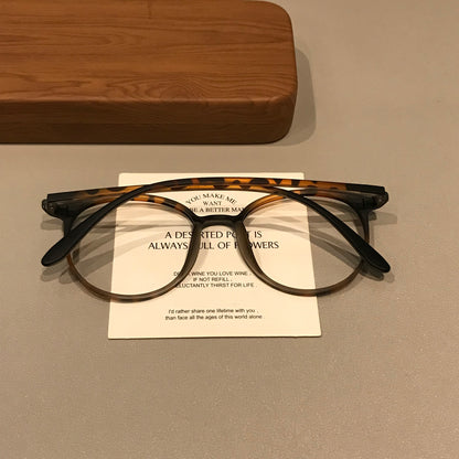 Rounded Square Eyeglass Frames with Slim Temples, Cool Tea Brown or Ma temple detail