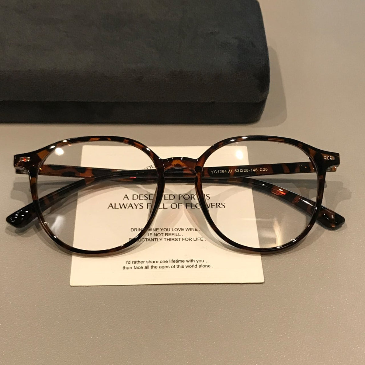 Retro Rounded Rectangular Eyeglass Frames with Thick Rims, Tortoiseshe side view