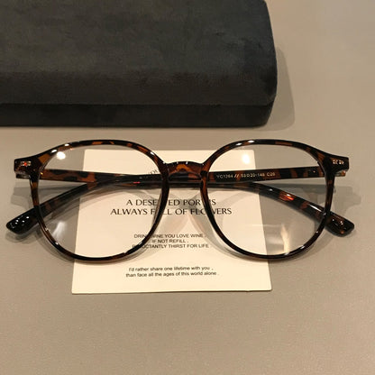 Retro Rounded Rectangular Eyeglass Frames with Thick Rims, Tortoiseshe side view