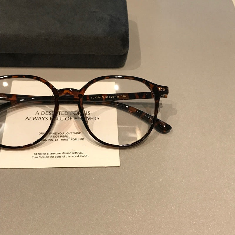 Retro Rounded Rectangular Eyeglass Frames with Thick Rims, Tortoiseshell