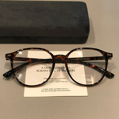 Retro Rounded Rectangular Eyeglass Frames with Thick Rims, Tortoiseshe