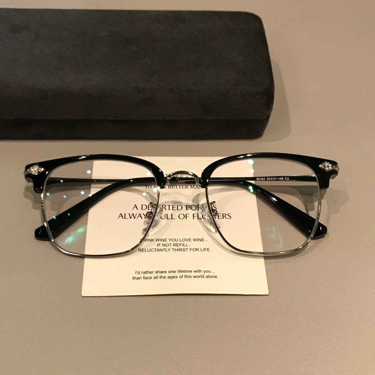 Men's Browline Eyeglass Frames with a Rectangular Front, Black/Silver or Cool Tea Brown