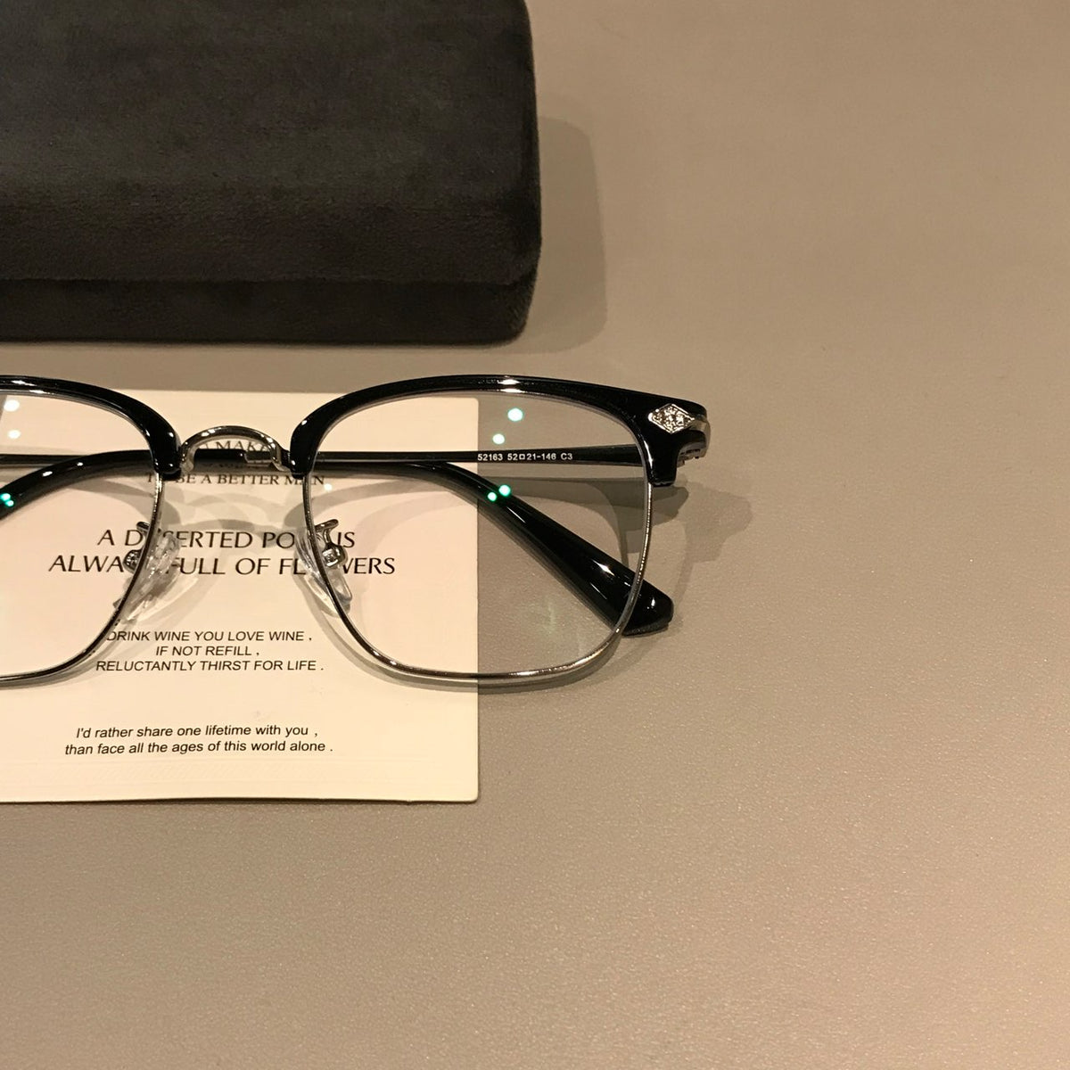 Men's Browline Eyeglass Frames with a Rectangular Front, Black/Silver or Cool Tea Brown