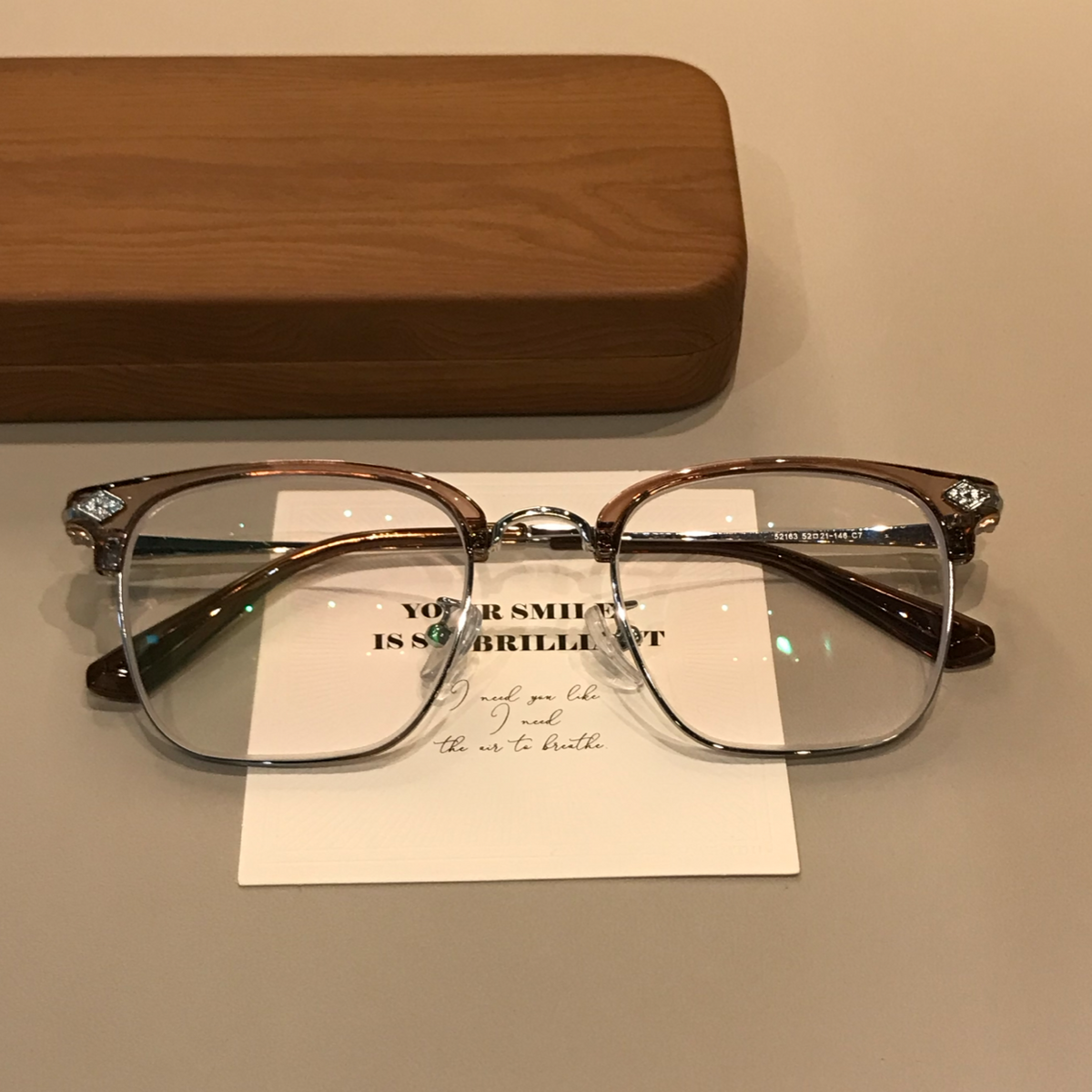 Men's Browline Eyeglass Frames with a Rectangular Front, Black/Silver or Cool Tea Brown