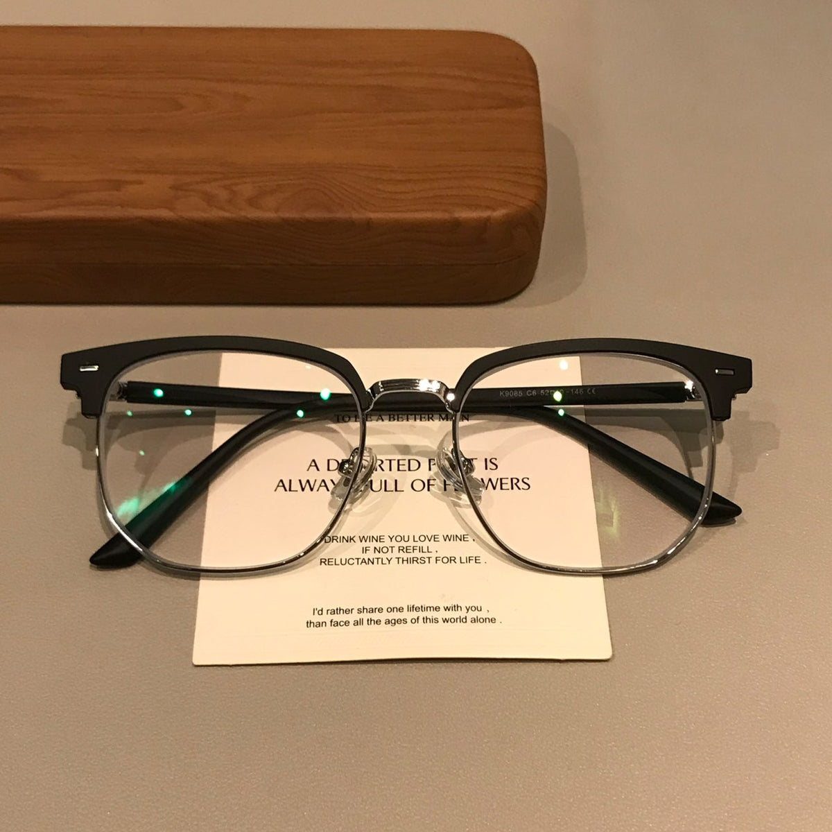 Men's Rectangular Browline Eyeglass Frames with a Matte Finish, Black