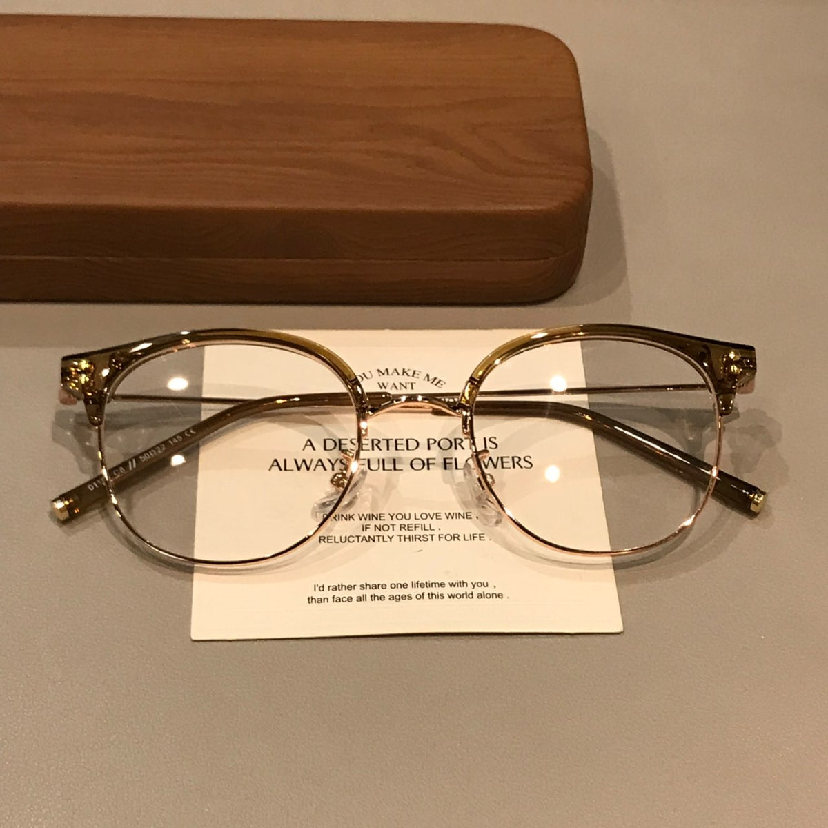 Retro Browline Eyeglass Frames with a Curved Front, Tea Brown/Gold or Transparent Gray