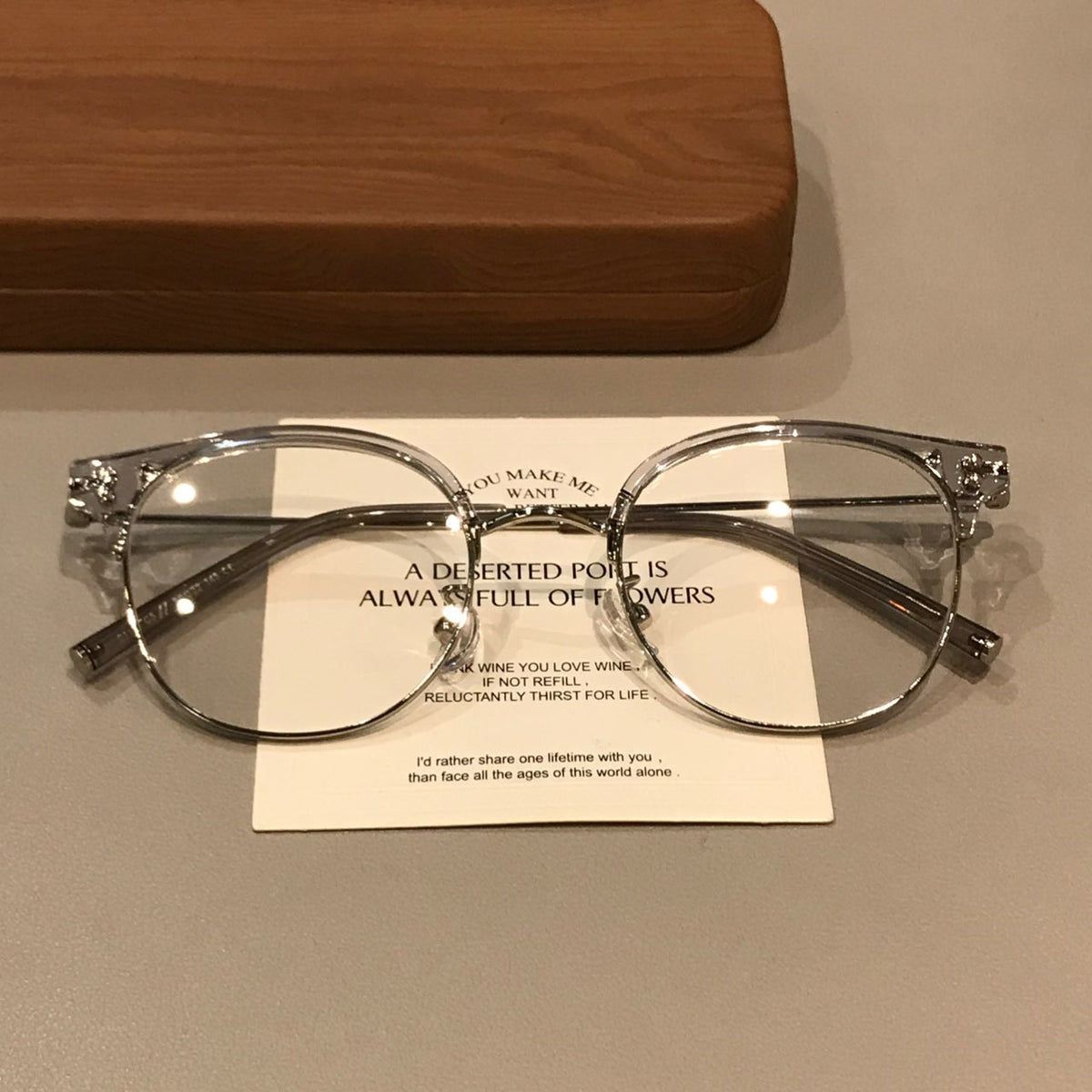Retro Browline Eyeglass Frames with a Curved Front, Tea Brown/Gold or Transparent Gray