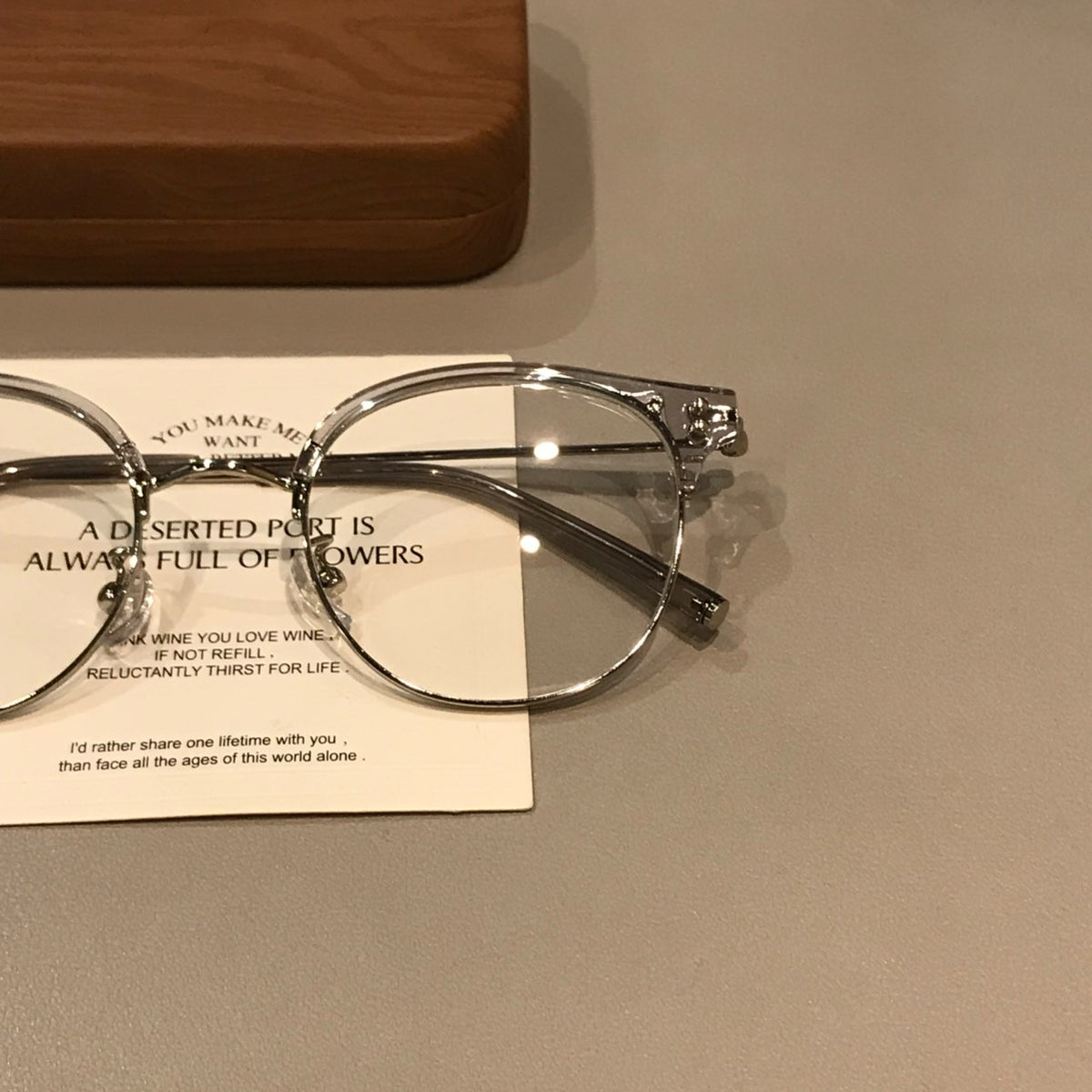 Retro Browline Eyeglass Frames with a Curved Front, Tea Brown/Gold or Transparent Gray