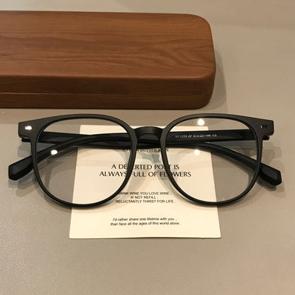 Oversized Square Eyeglass Frames with a Broad Brow, Matte Black side view
