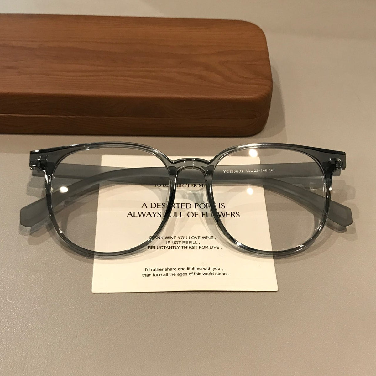 Oversized Square Eyeglass Frames with a Broad Brow, Matte Black lens detail