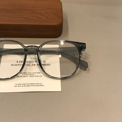 Oversized Square Eyeglass Frames with a Broad Brow, Matte Black temple detail