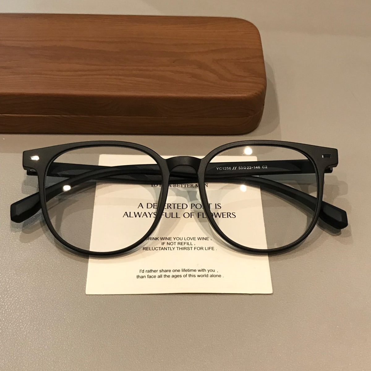 Oversized Square Eyeglass Frames with a Broad Brow, Matte Black