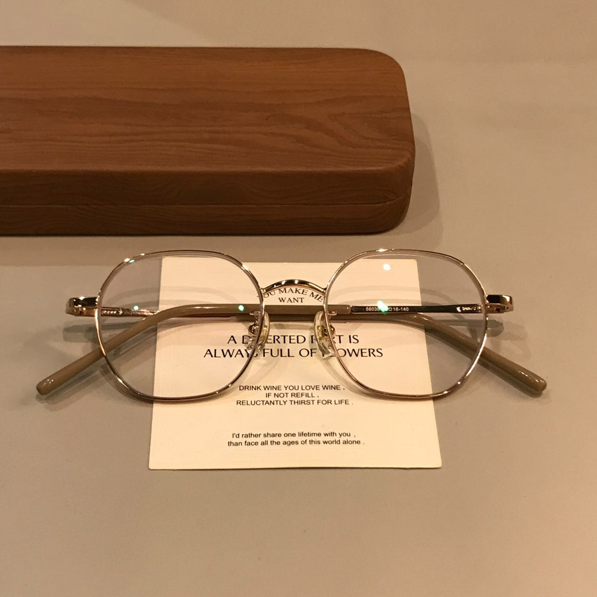Geometric Wire-Style Eyeglass Frames with a Slim Bridge, Gold Tone side view