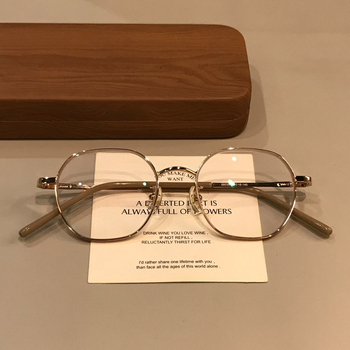 Geometric Wire-Style Eyeglass Frames with a Slim Bridge, Gold Tone - Gold