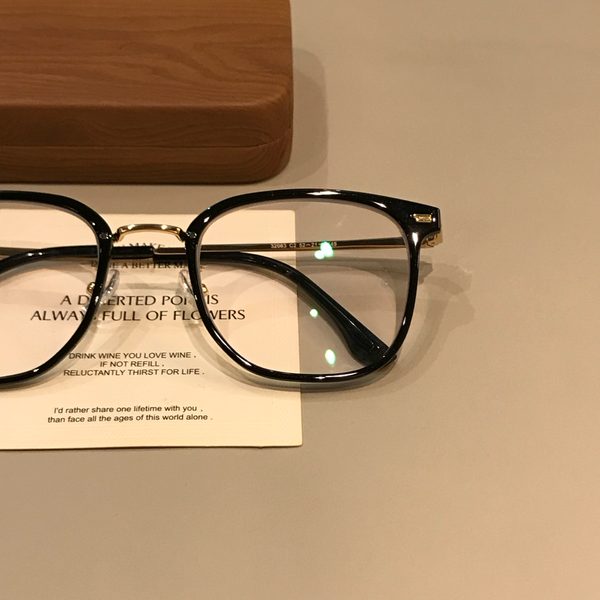 Men's Wide Rectangular Eyeglass Frames with Corner Studs, Black