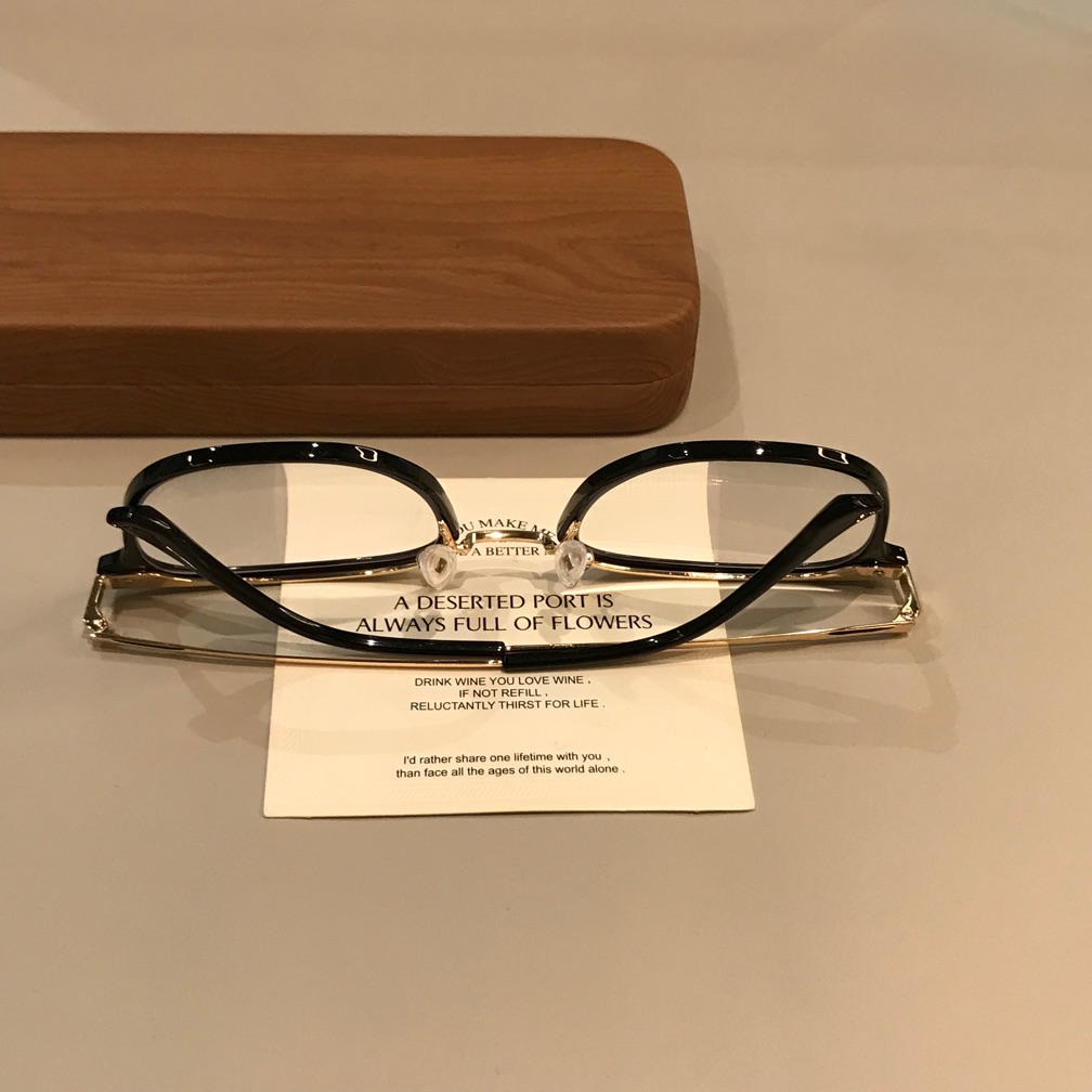 Men's Wide Rectangular Eyeglass Frames with Corner Studs, Black frame detail