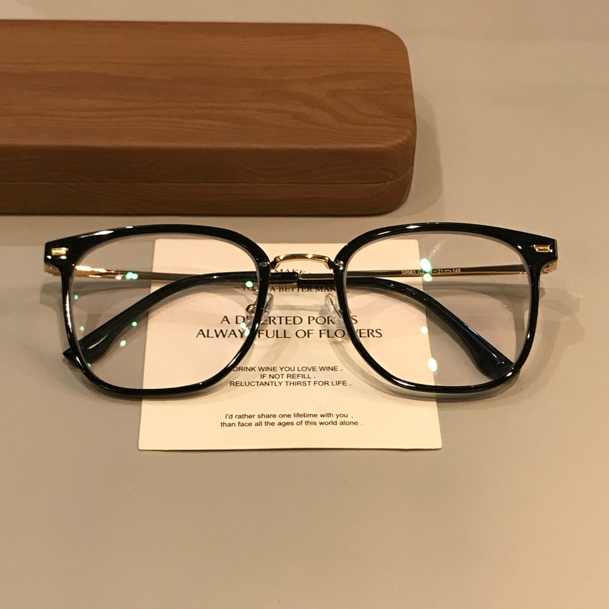 Men's Wide Rectangular Eyeglass Frames with Corner Studs, Black - Black