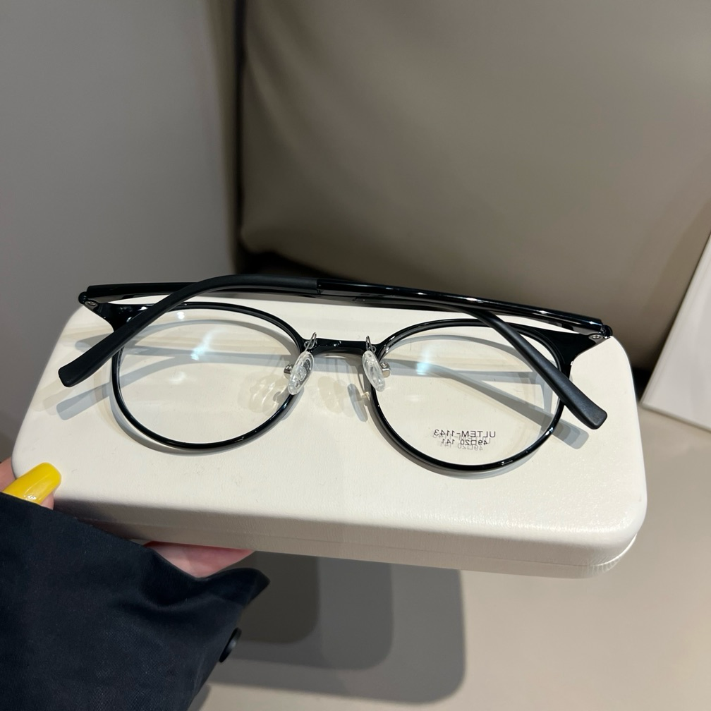 Compact Round Eyeglass Frames with Thin Rims, Chestnut Brown or Black