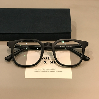 Men's Oversized Square Eyeglass Frames with Thick Matte Rims, Black side view