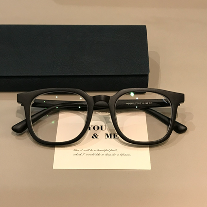 Men's Oversized Square Eyeglass Frames with Thick Matte Rims, Black