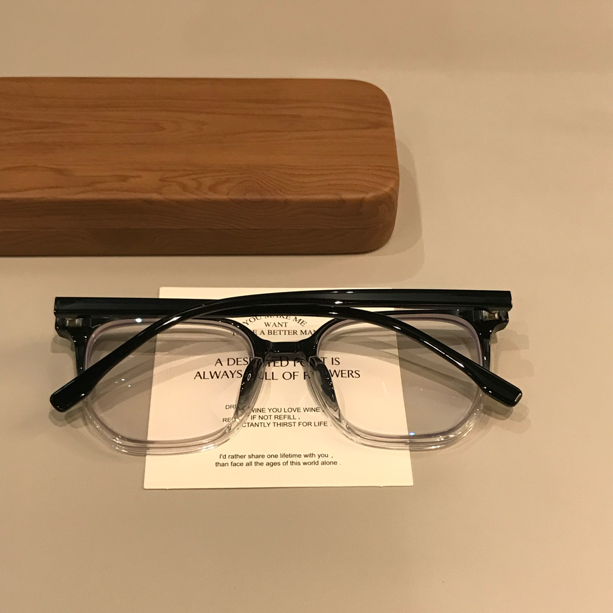 Men's Oversized Square Eyeglass Frames with a Gradient Finish, Black frame detail