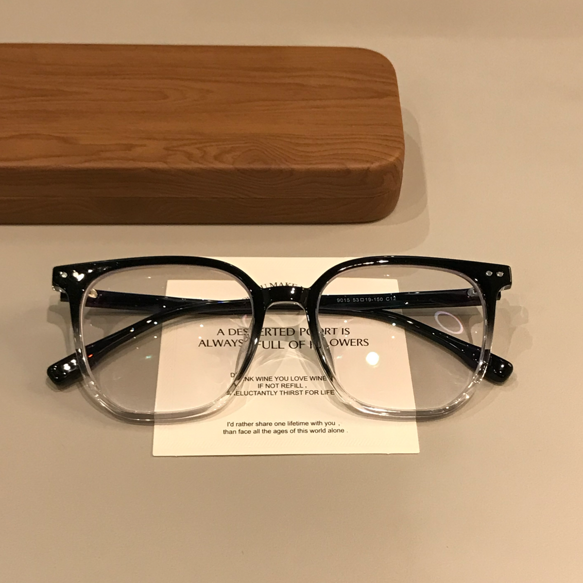 Men's Oversized Square Eyeglass Frames with a Gradient Finish, Black - Gradient Black