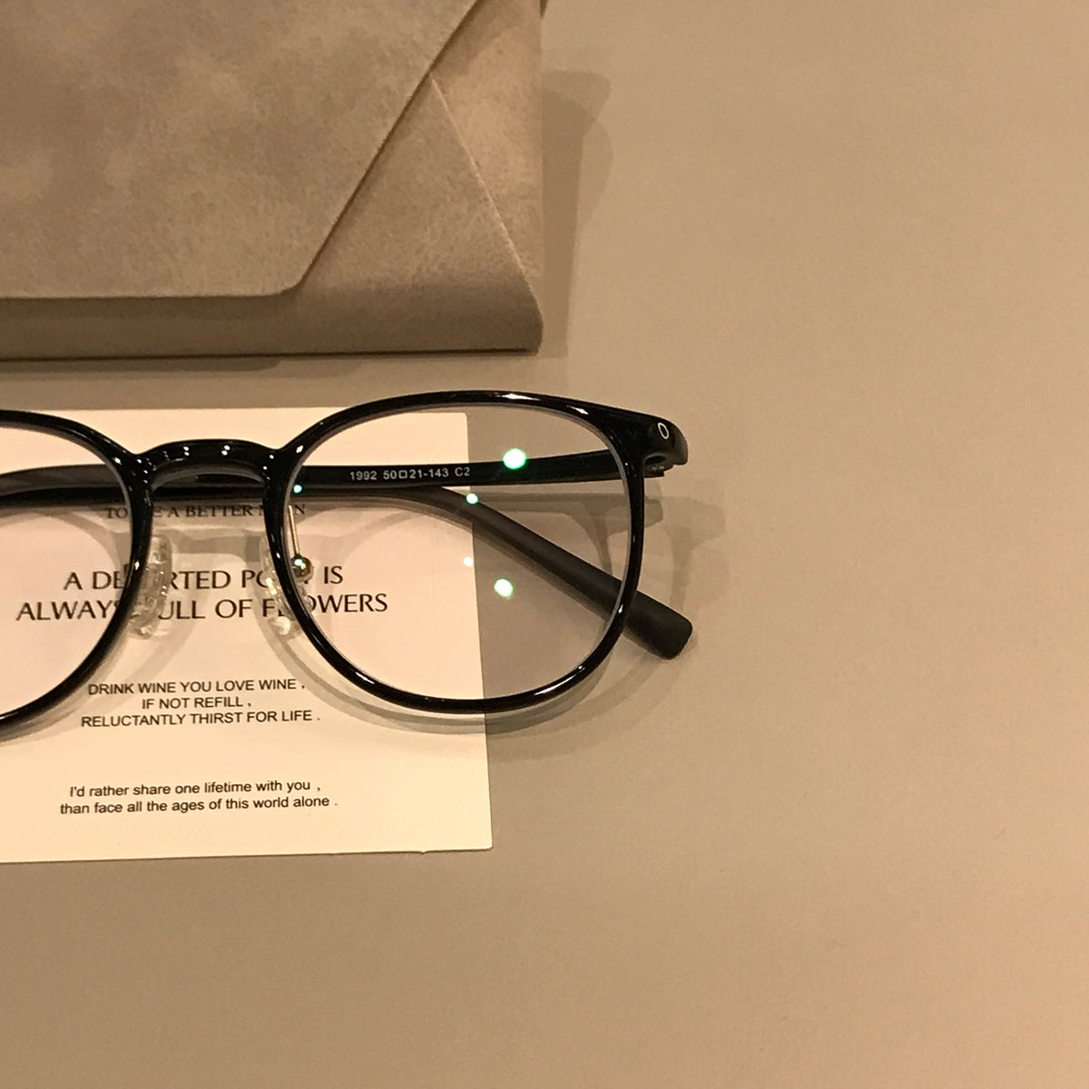 Square Eyeglass Frames with Thin Rims and a Curved Bridge, Black additional product view