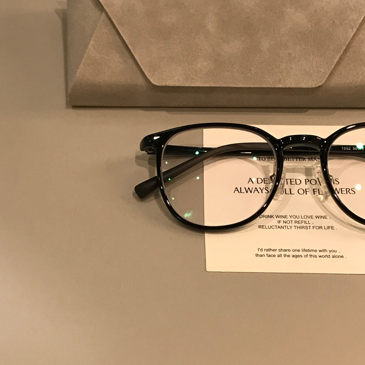 Square Eyeglass Frames with Thin Rims and a Curved Bridge, Black