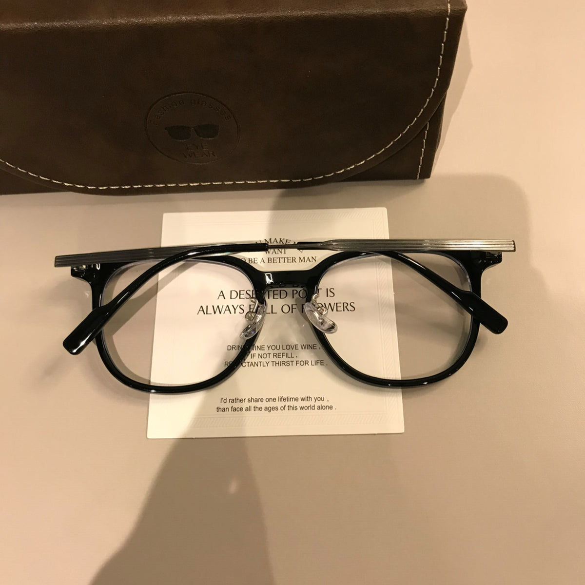 Rounded Square Eyeglass Frames with Corner Accents, Latte Brown or Black