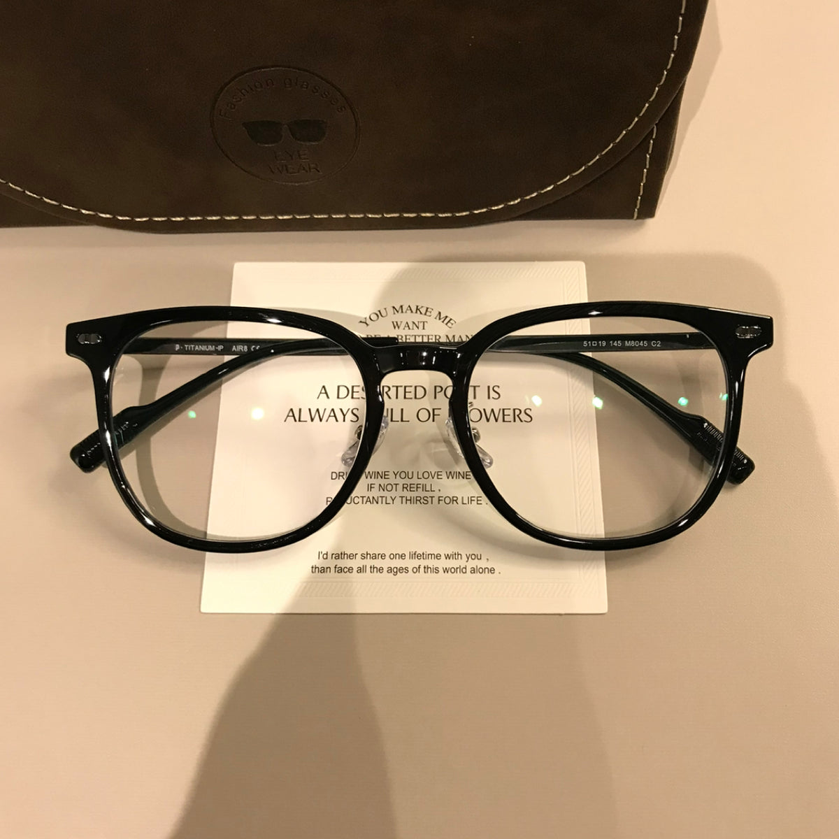 Rounded Square Eyeglass Frames with Corner Accents, Latte Brown or Black