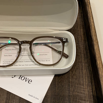 Rounded Square Eyeglass Frames with Corner Accents, Latte Brown or Bla additional product view