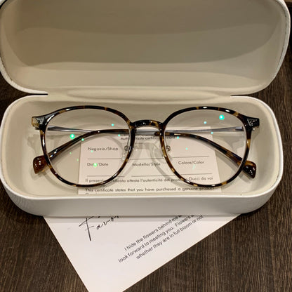 Round Eyeglass Frames with Slender Rims and Temples, Tortoiseshell, Bl side view