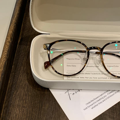 Round Eyeglass Frames with Slender Rims and Temples, Tortoiseshell, Bl frame detail
