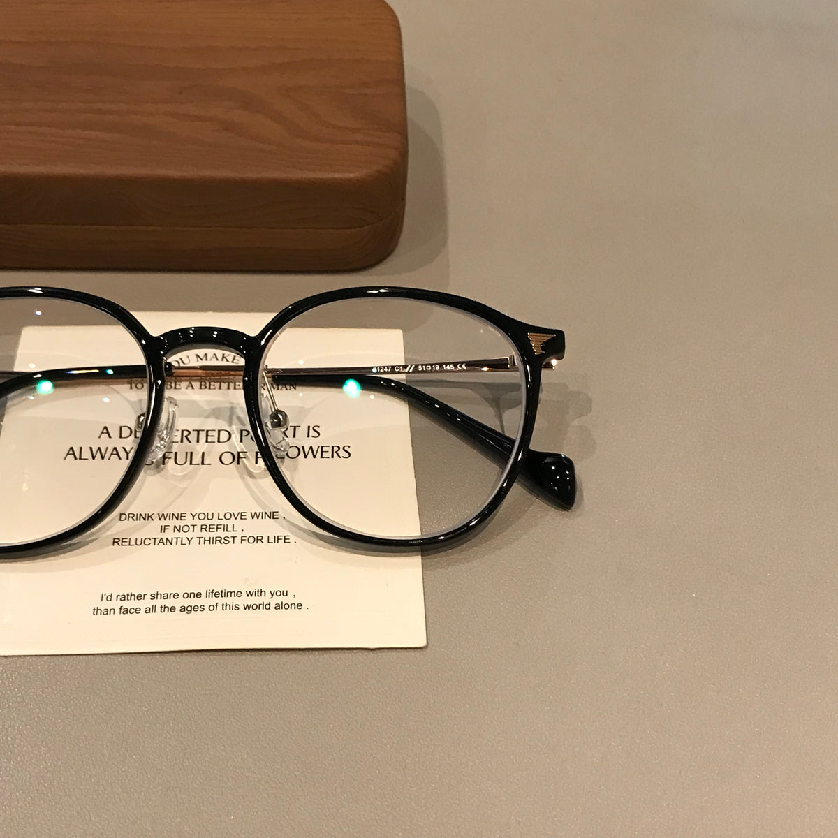 TR90 Eyeglass Frames with a Rounded Front, Black, Gray, Latte Brown or lens detail