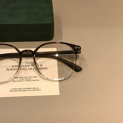 Oval Eyeglass Frames with TR Construction, Gradient Coffee Brown or Bl front view