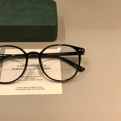 Oval Eyeglass Frames with TR Construction, Gradient Coffee Brown or Bl temple detail