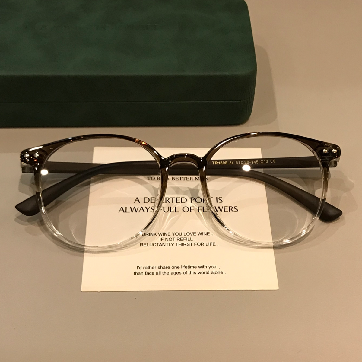 Oval Eyeglass Frames with TR Construction, Gradient Coffee Brown or Black