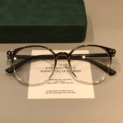 Oval Eyeglass Frames with TR Construction, Gradient Coffee Brown or Bl