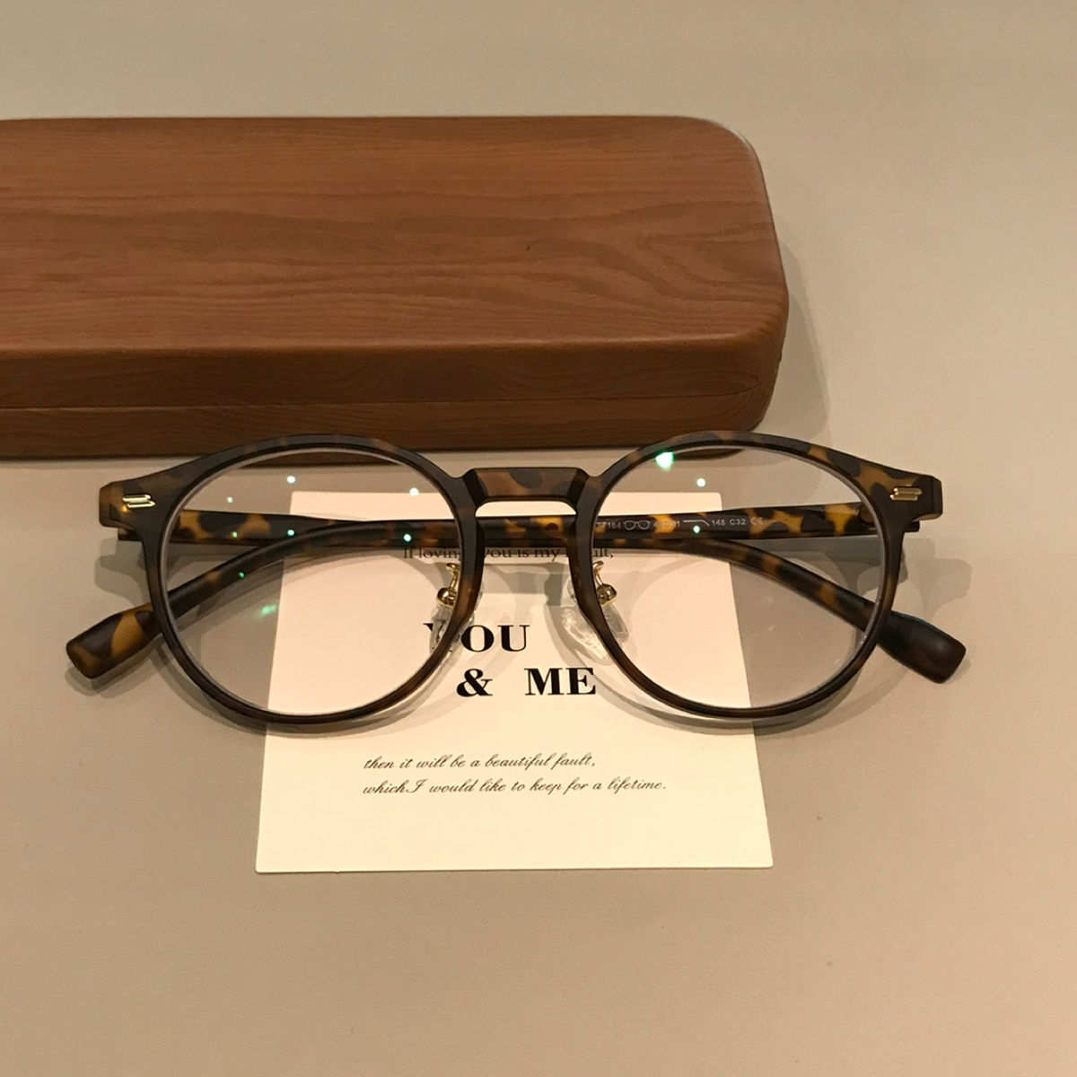 Round Eyeglass Frames with Rivet Accents, Amber Brown and More Colors - Matte Tortoiseshell