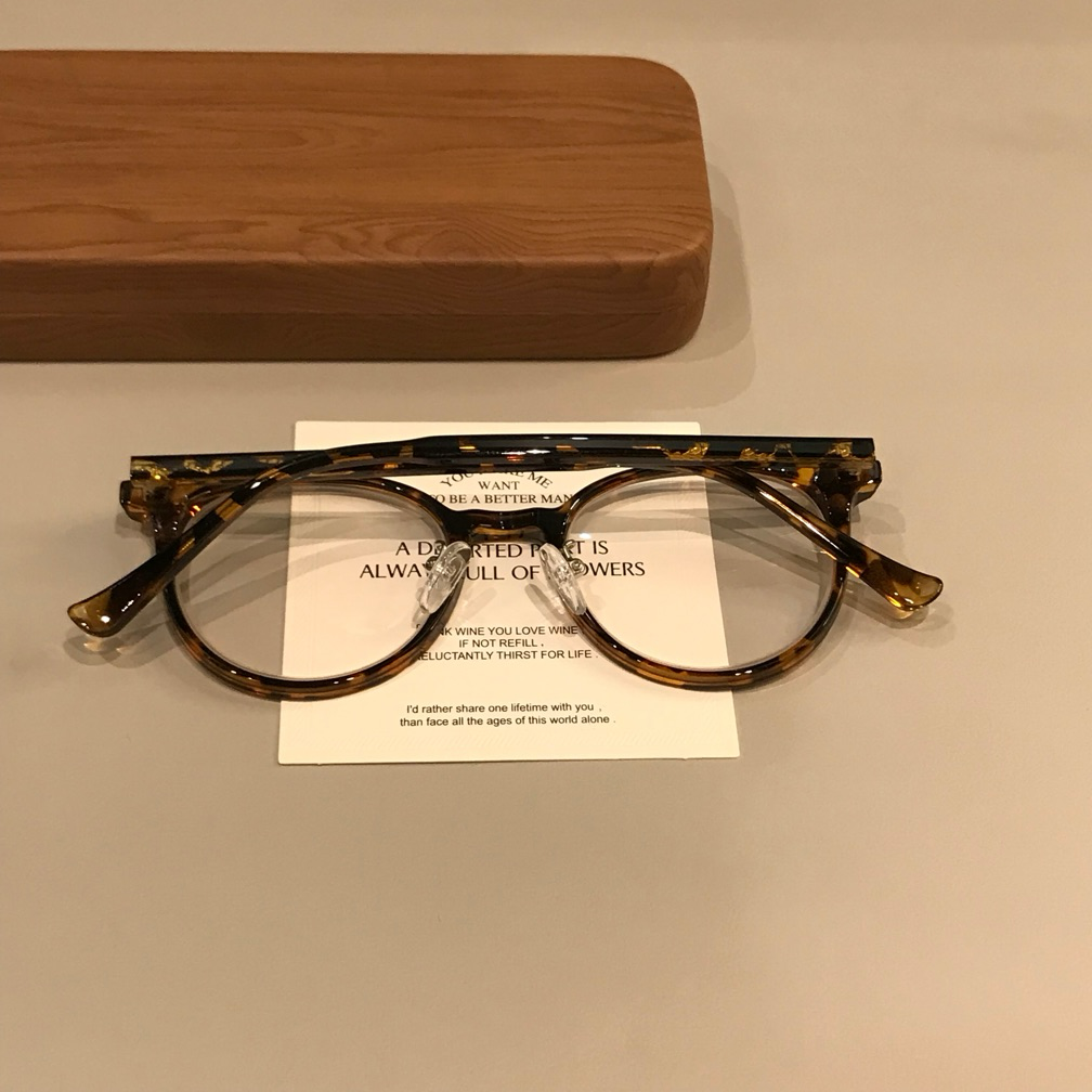 Round Eyeglass Frames with Rivet Accents, Amber Brown and More Colors
