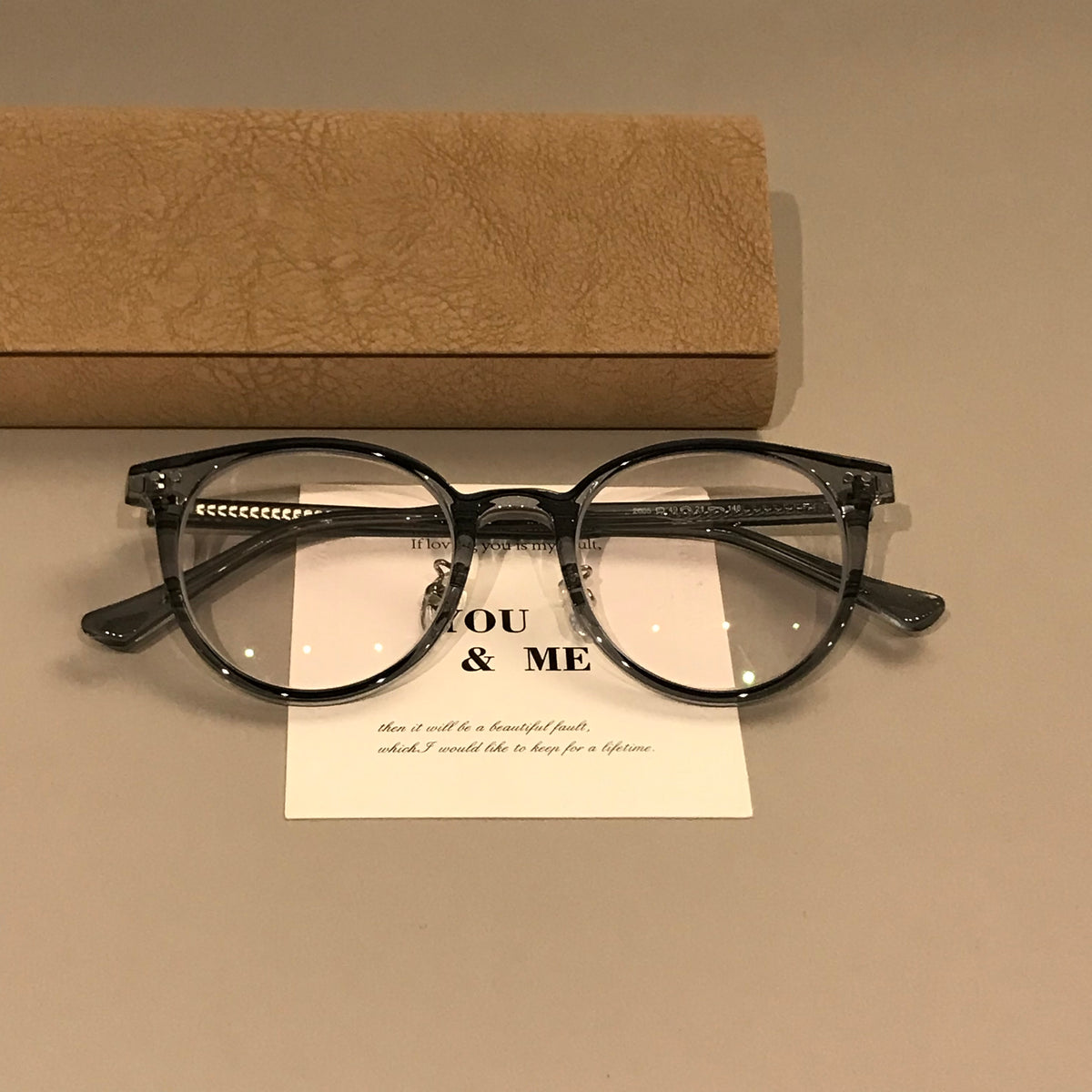 Round Eyeglass Frames with Rivet Accents, Amber Brown and More Colors