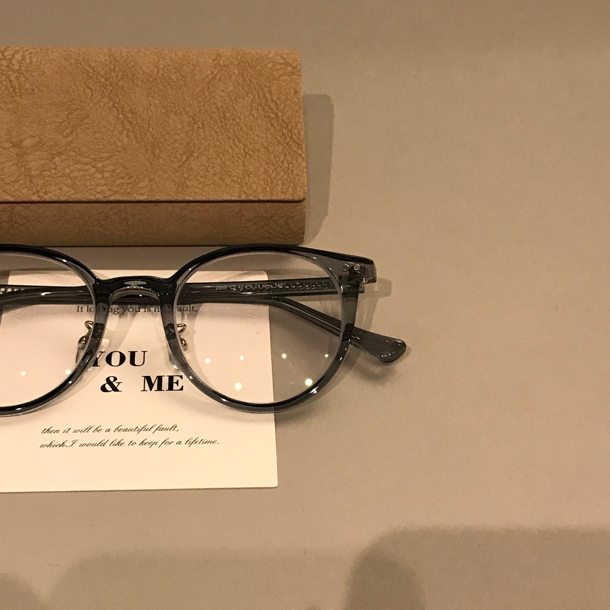 Round Eyeglass Frames with Rivet Accents, Amber Brown and More Colors additional product view